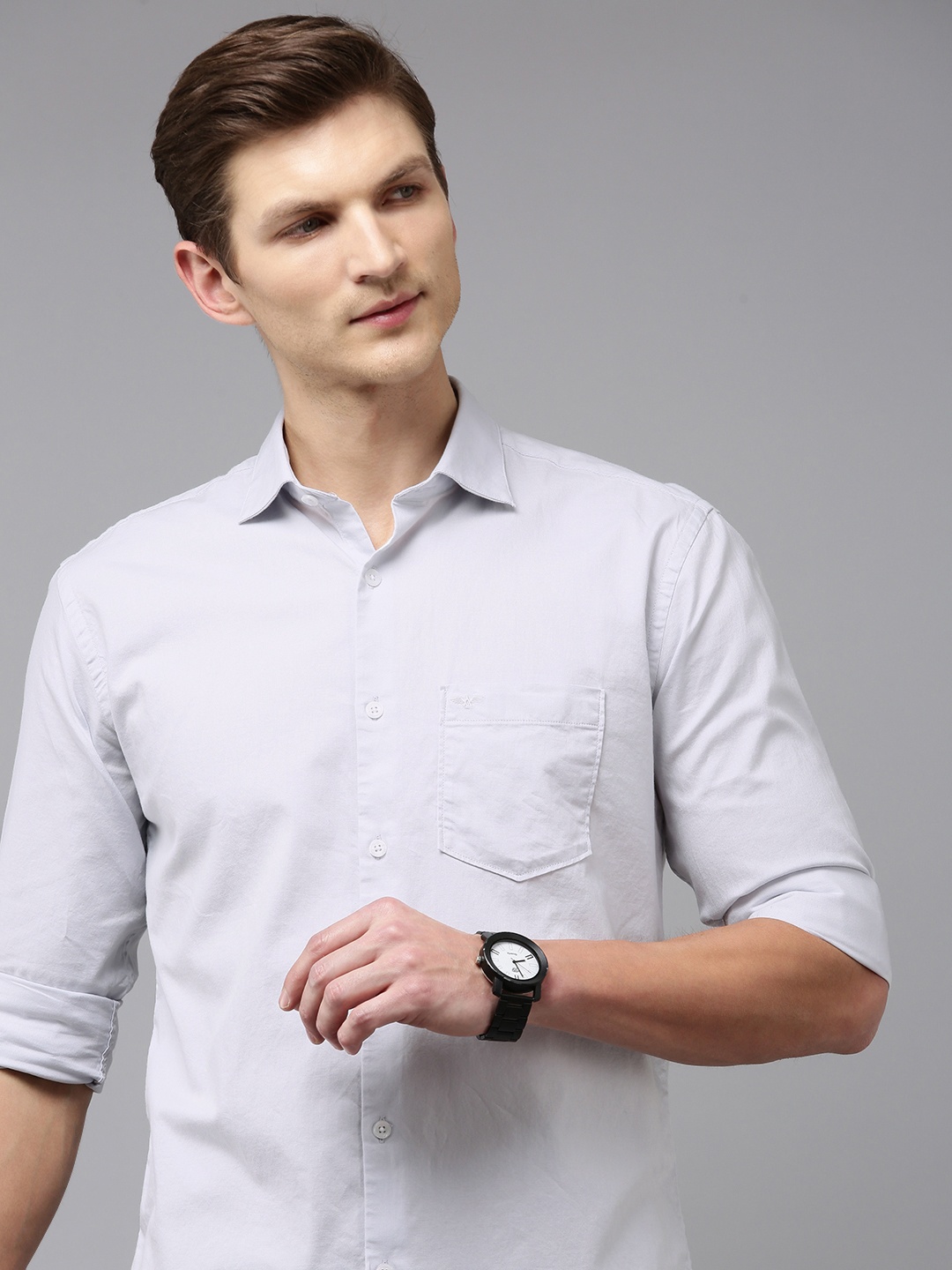 

Park Avenue Slim Fit Solid Casual Shirt, Grey