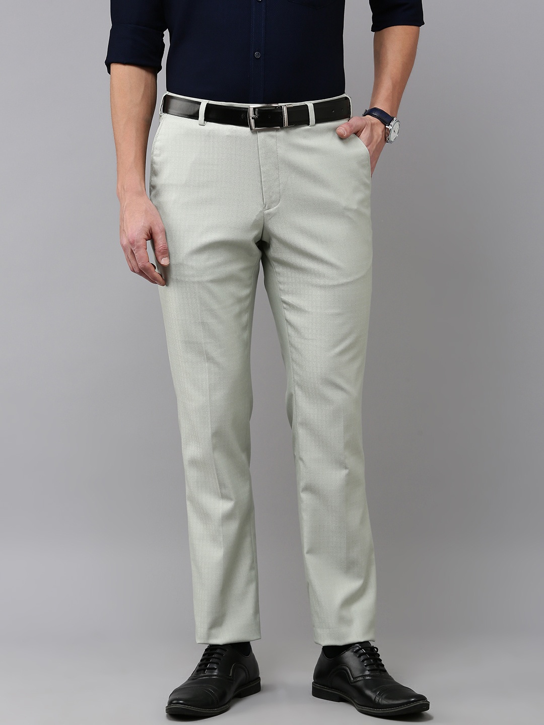 

Park Avenue Men Checked Formal Trousers, Green
