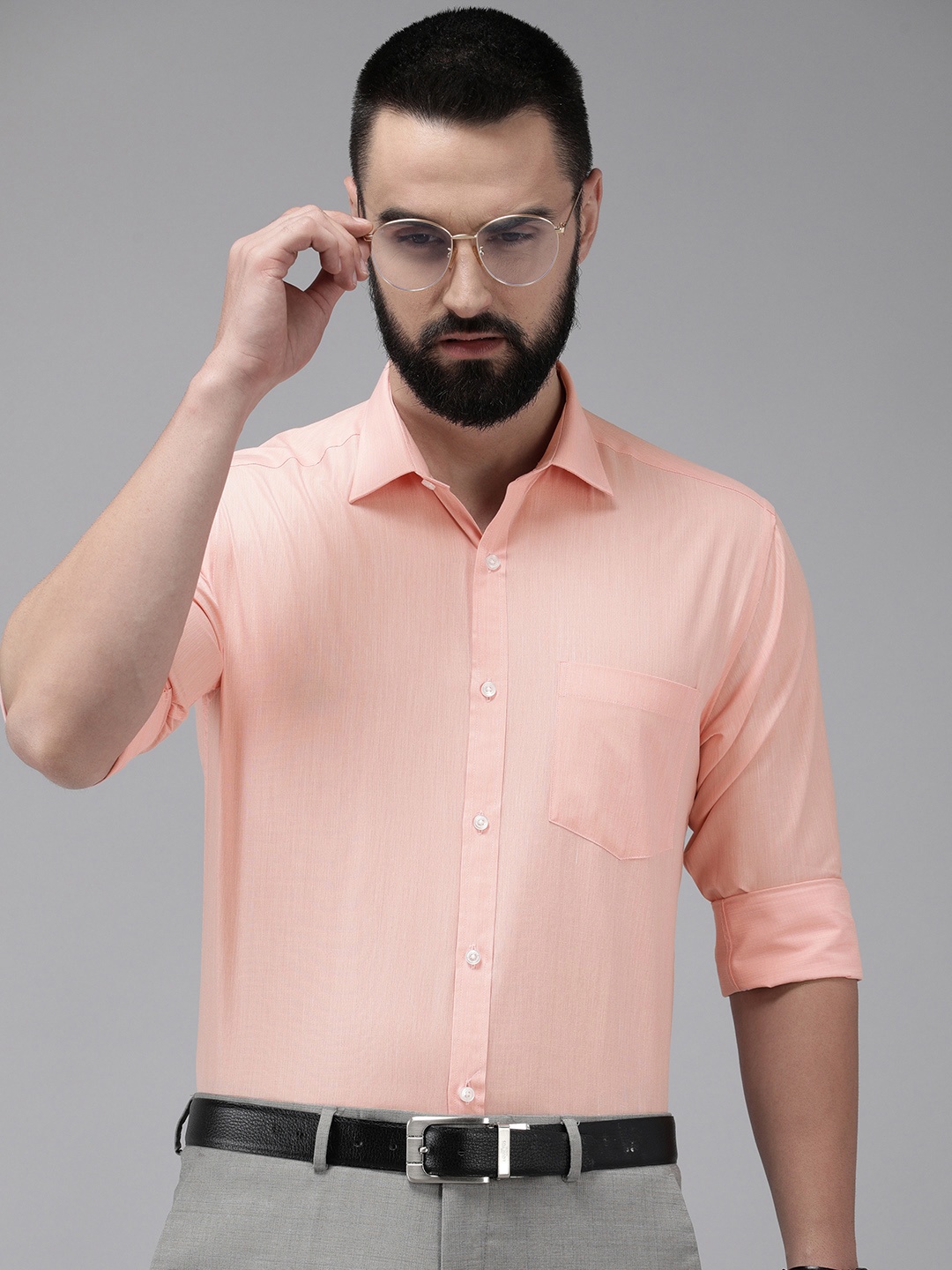 

Park Avenue Solid Slim Fit Formal Shirt, Coral