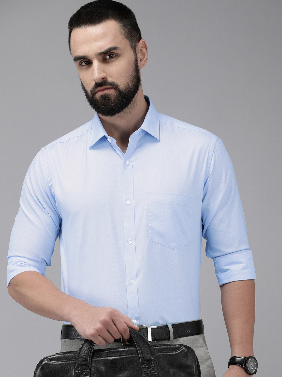 

Park Avenue Solid Slim Fit Formal Shirt, Blue
