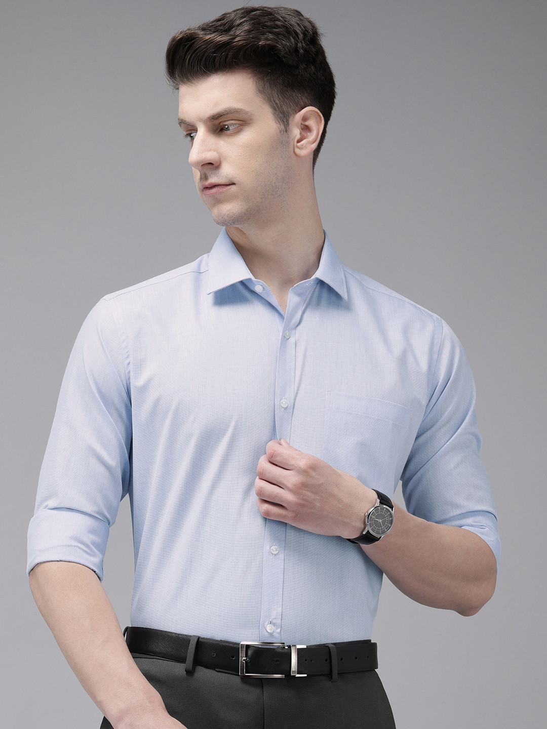 

Park Avenue Solid Slim Fit Formal Shirt, Blue