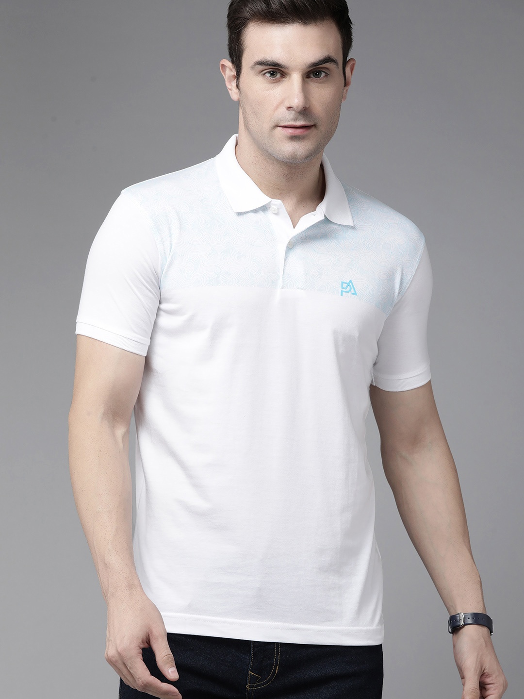

Park Avenue Printed Polo Collar Slim Fit T-shirt, White