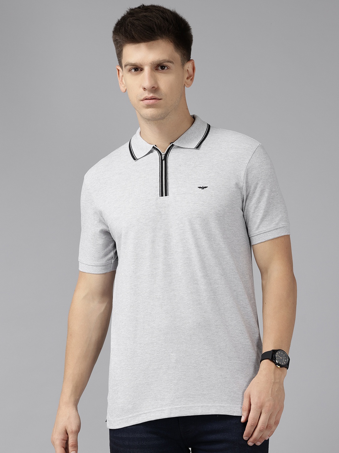 

Park Avenue Polo Collar Slim Fit T-shirt, Grey melange