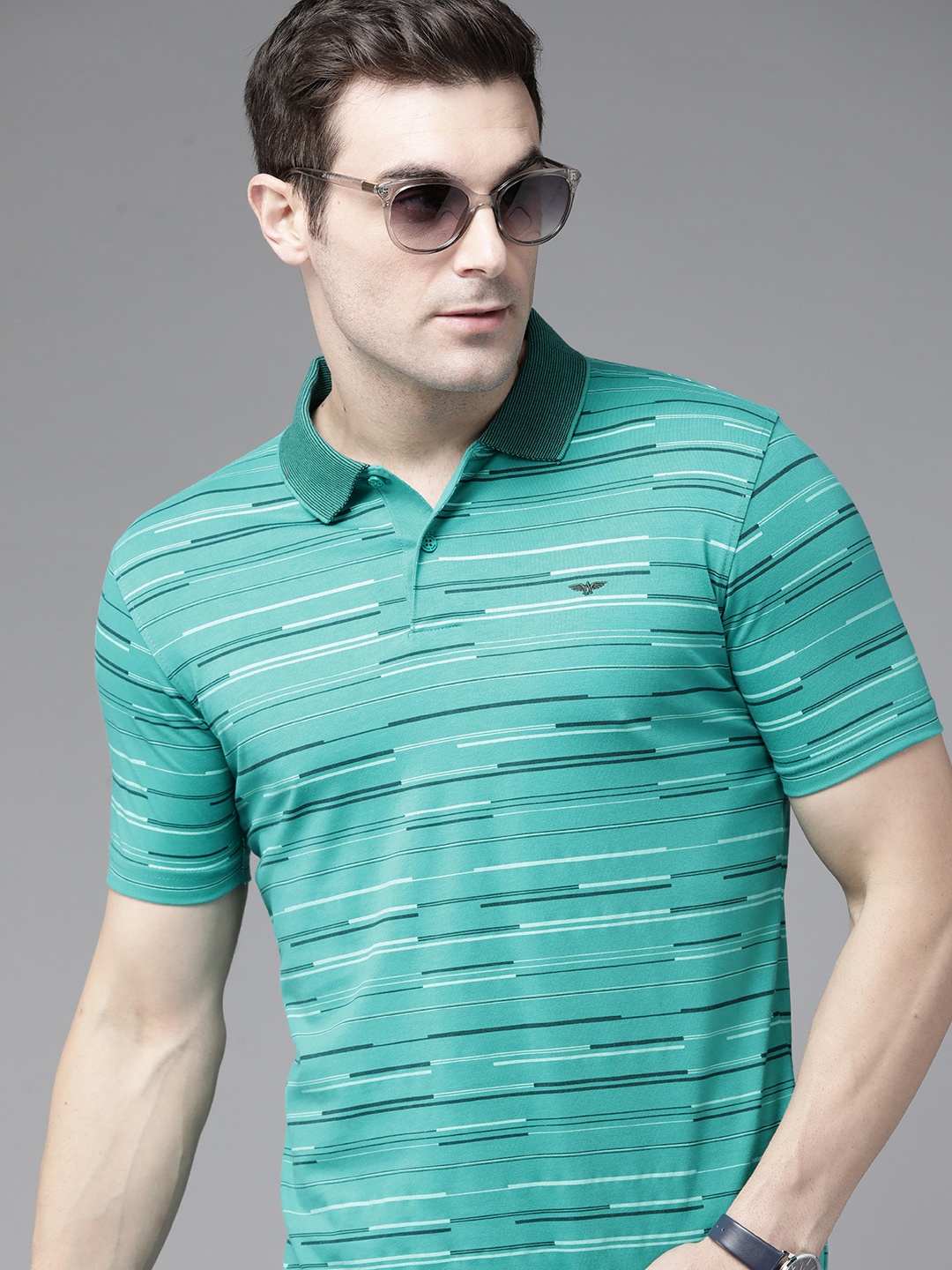 

Park Avenue Striped Polo Collar T-shirt, Green