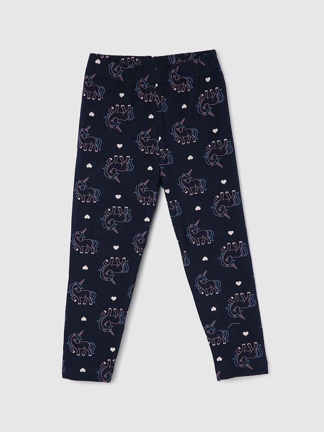 

max Girls Printed Ankle Length Leggings, Navy blue