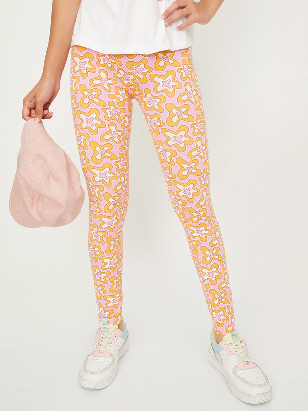 

max Girls Printed Ankle Length Leggings, Orange