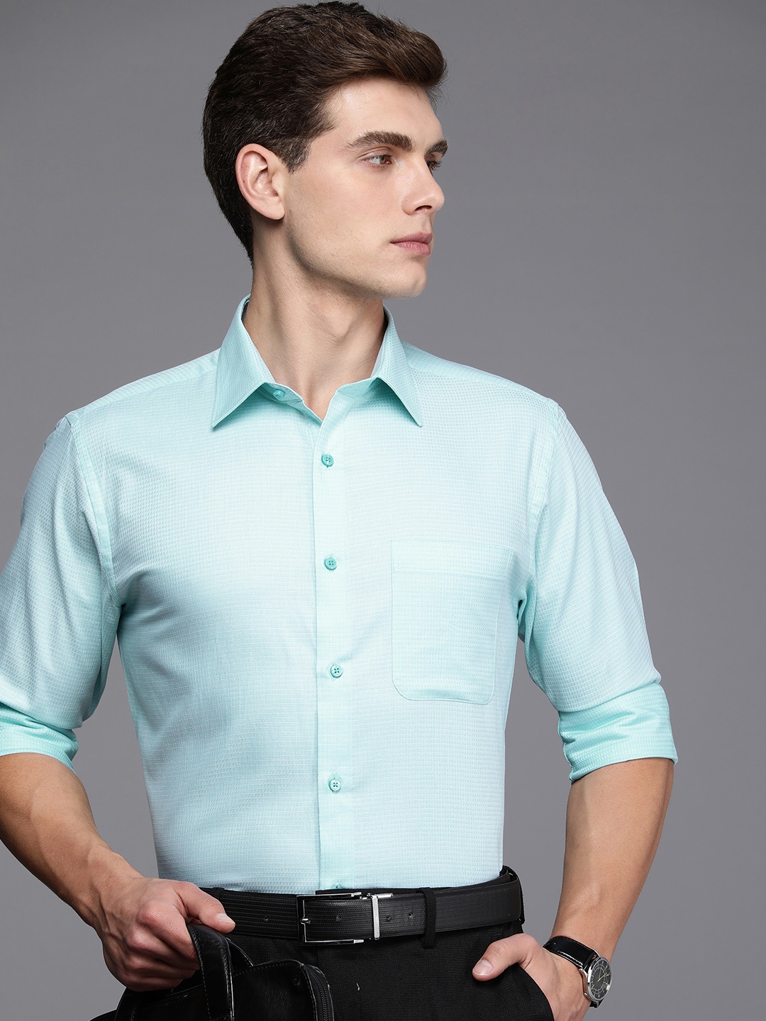 

Raymond Pure Cotton Slim Fit Formal Shirt, Turquoise blue