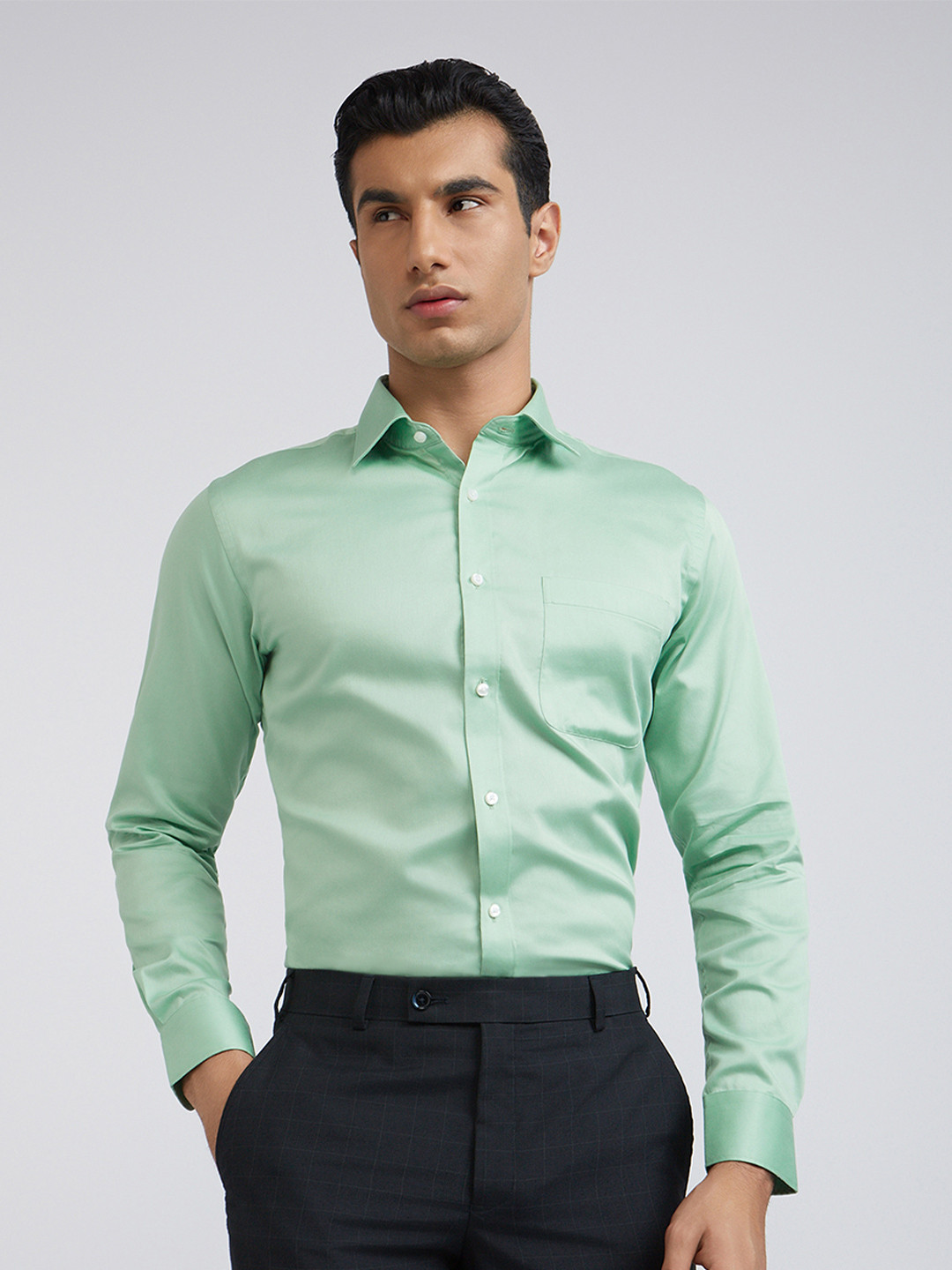 

Raymond Pure Cotton Slim Fit Formal Shirt, Green