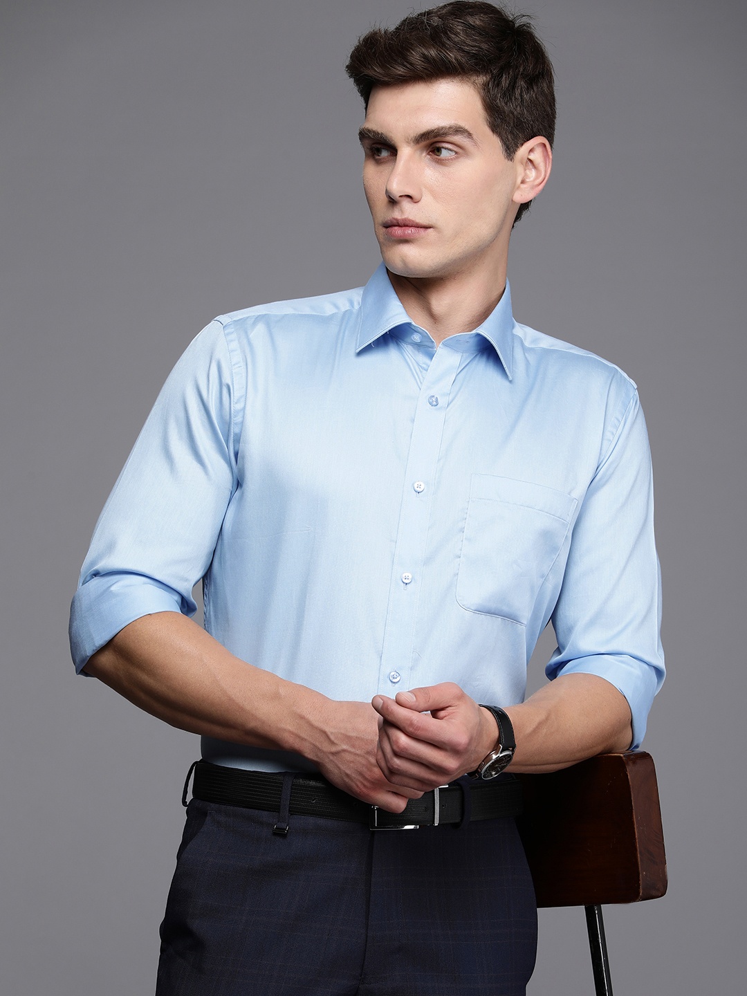 

Raymond Pure Cotton Slim Fit Formal Shirt, Blue