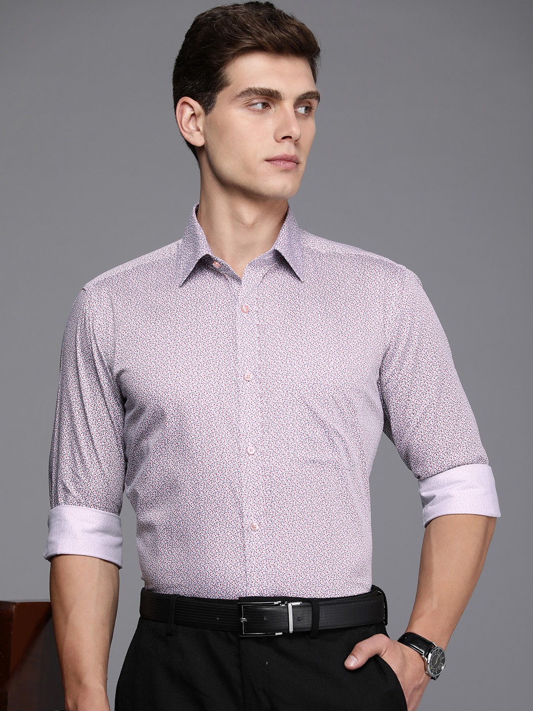 

Raymond Slim Fit Floral Printed Pure Cotton Formal Shirt, White