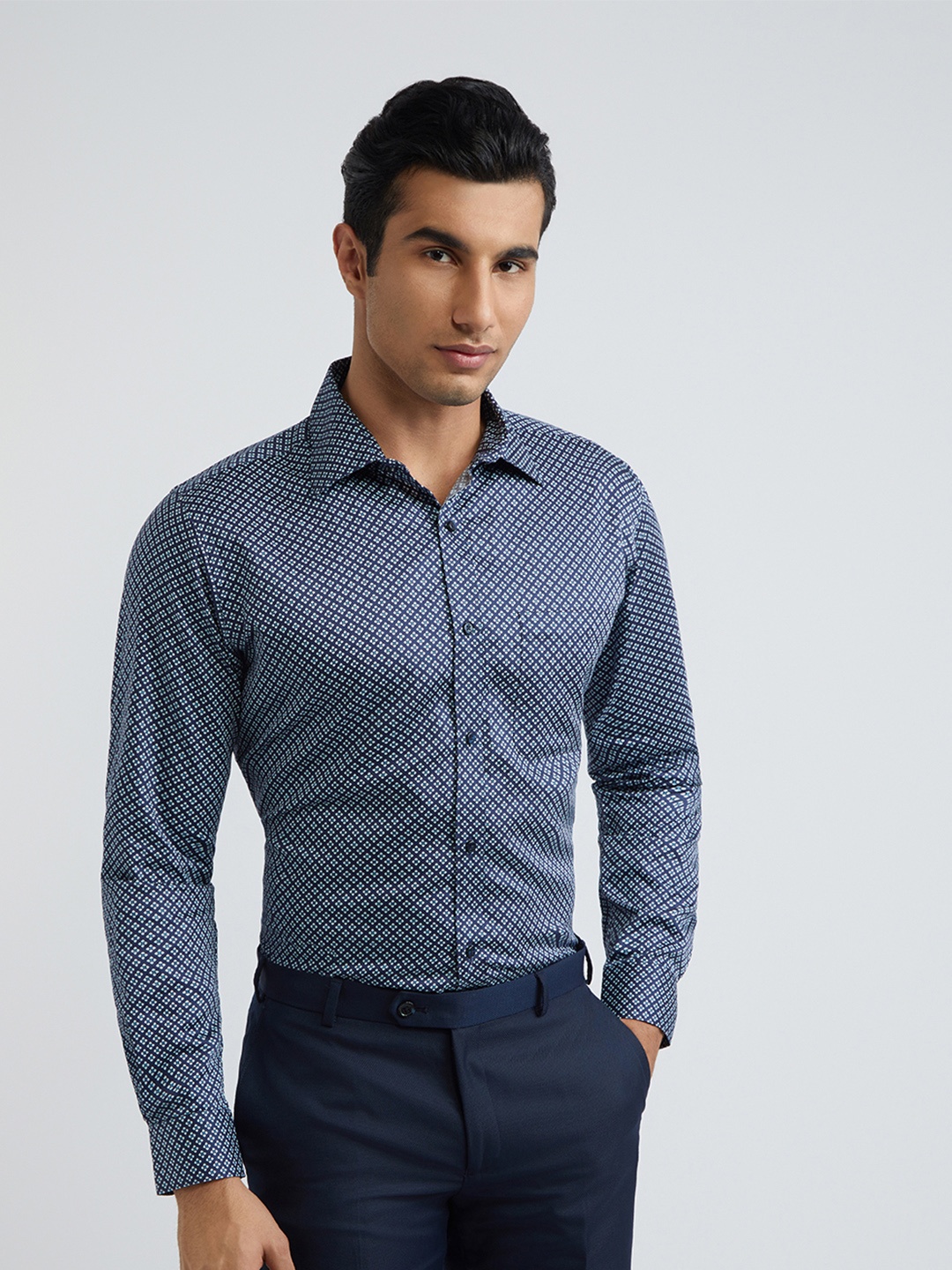 

Raymond Slim Fit Pure Cotton Printed Formal Shirt, Blue