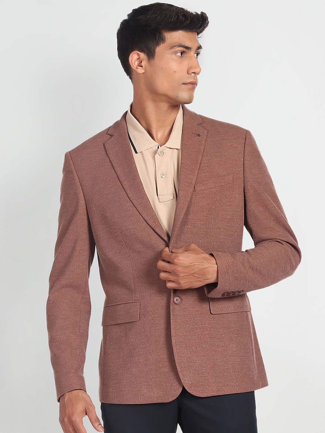 

Arrow Single Breasted Slim-Fit Formal Blazer, Brown