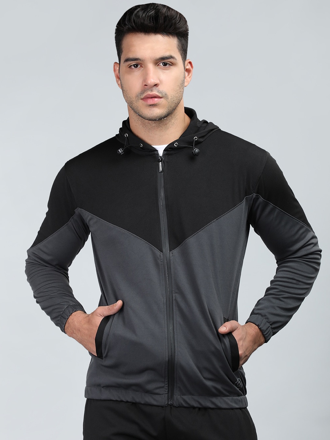 

CHKOKKO Colourblocked Windcheater Sporty Jacket, Black