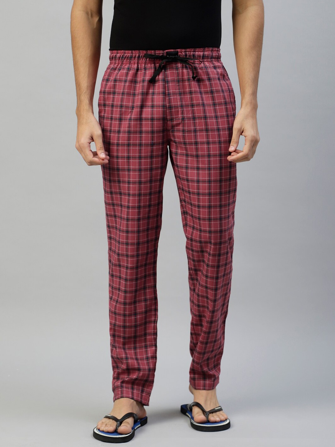 

DON VINO Men Checked Cotton Lounge Pant, Black