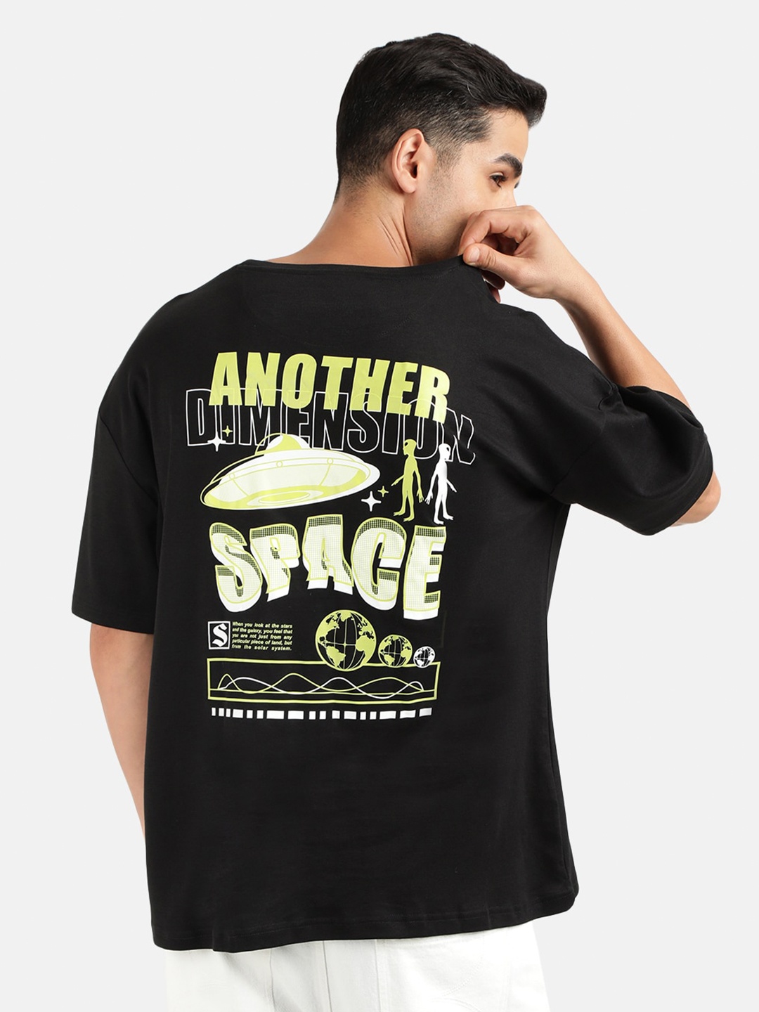 

Bene Kleed Graphic Printed Oversize Pure Cotton T-shirt, Black