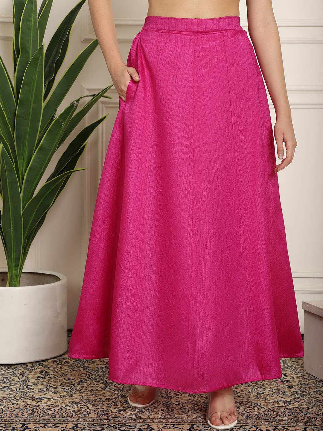 

NEUDIS Flared Maxi Lehenga Skirts, Magenta