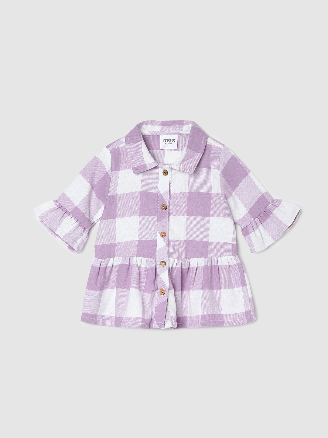 

max Girls Checked Cotton Shirt Style Top, Purple
