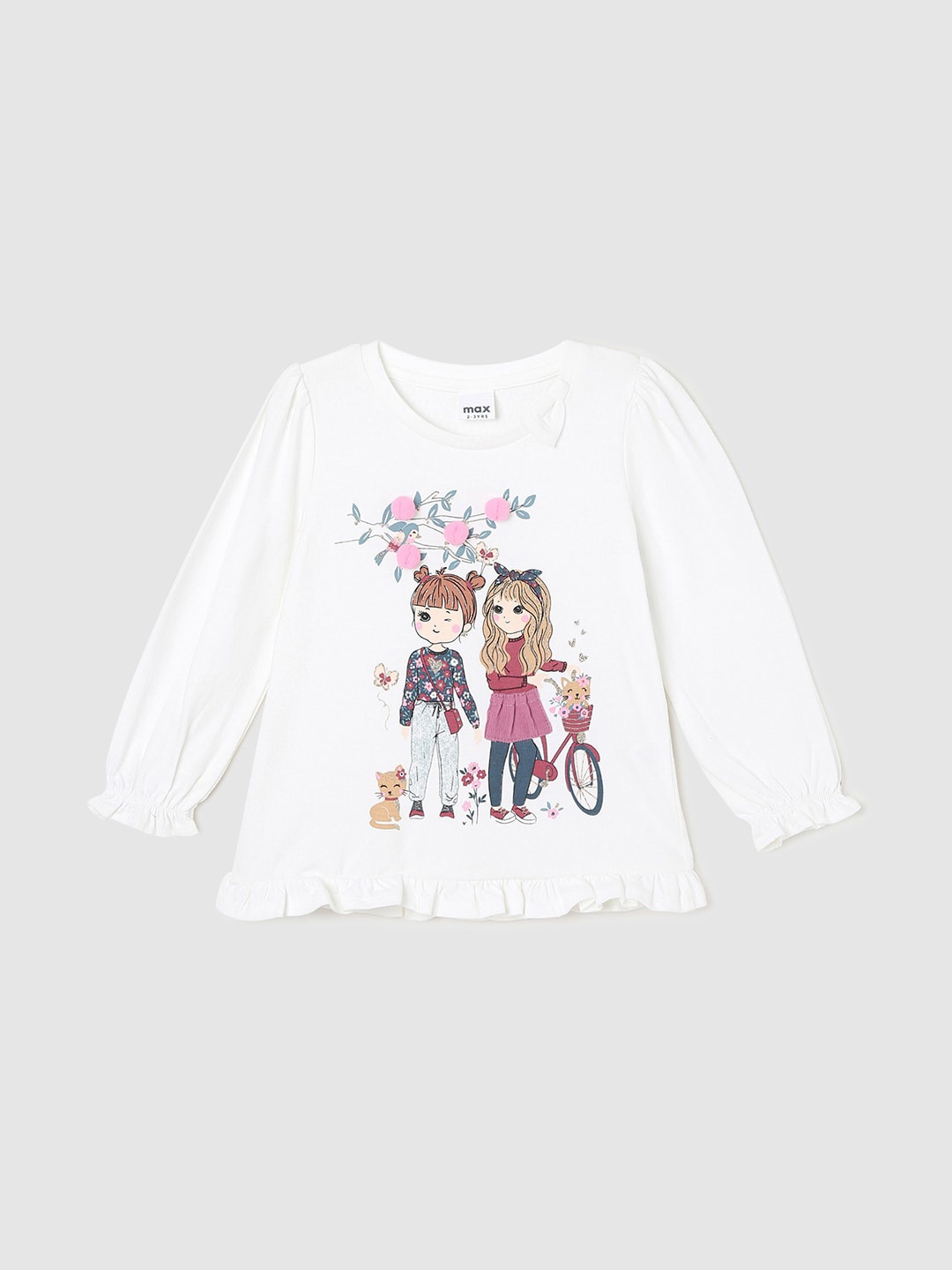 

max Graphic Printed Cotton Top, White