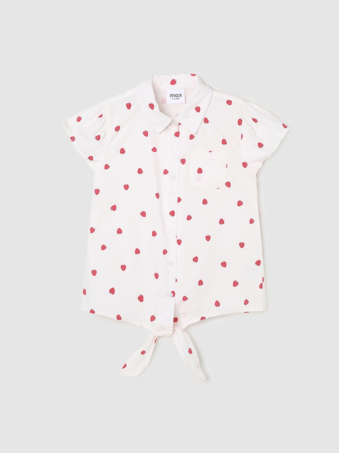 

max White Polka Dot Printed Cotton Shirt Style Top