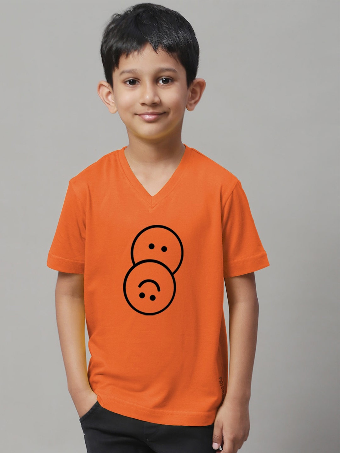 

Friskers Boys Graphic Printed Regular Fit Pure Cotton Casual T-shirt, Orange
