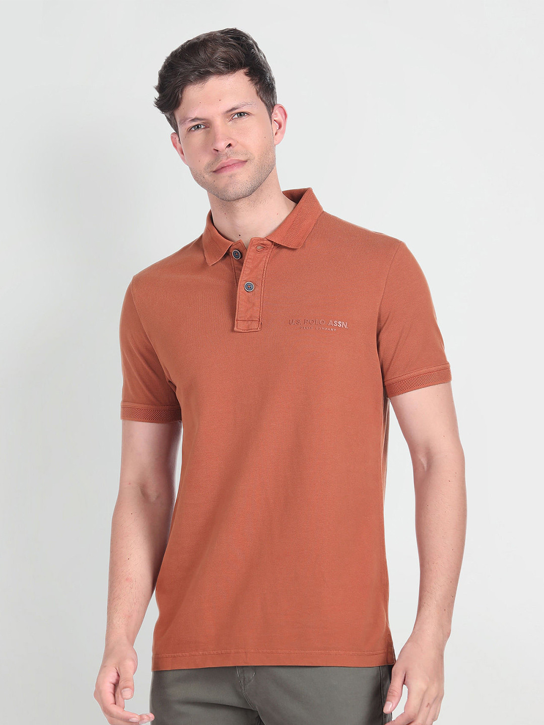 

U.S. Polo Assn. Denim Co. Polo Collar Pure Cotton T-shirt, Rust