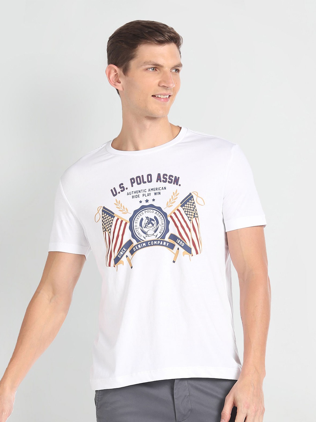 

U.S. Polo Assn. Denim Co. Printed Round Neck T-shirt, White