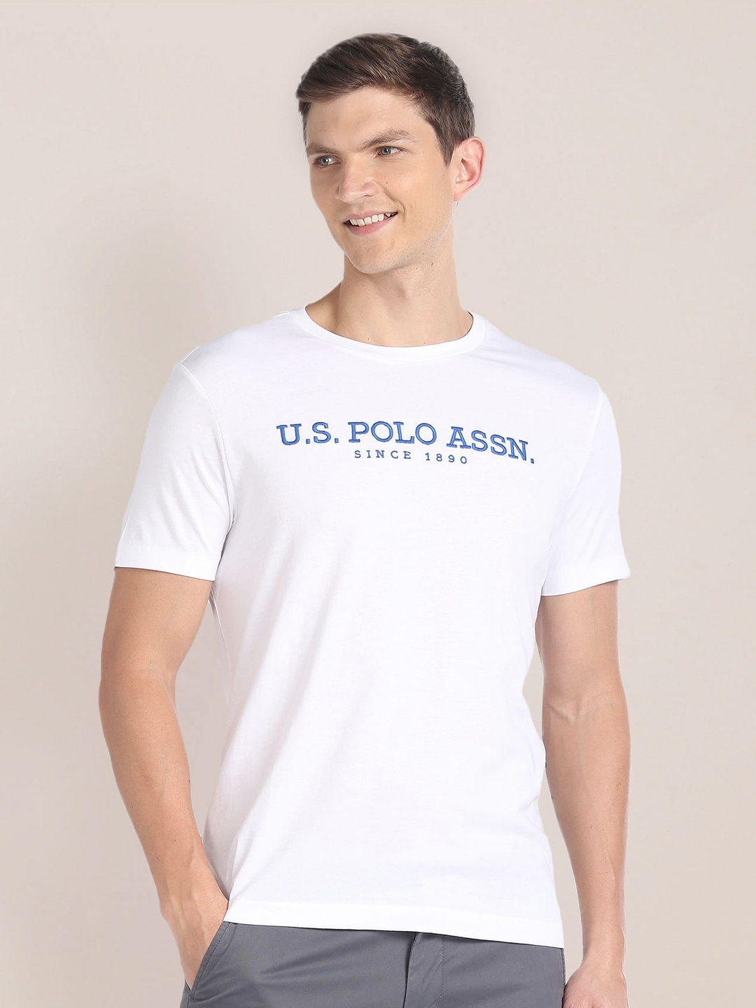 U.S. Polo Assn. Denim Co. Typography Printed T-shirt, White