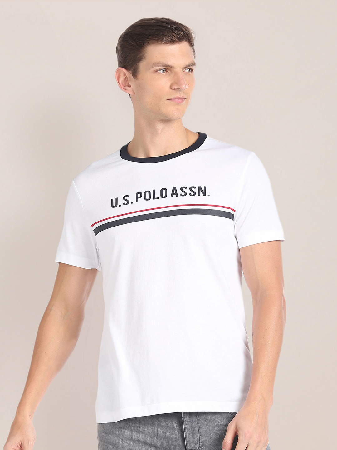 U.S. Polo Assn. Denim Co. Typography Printed T-shirt, White
