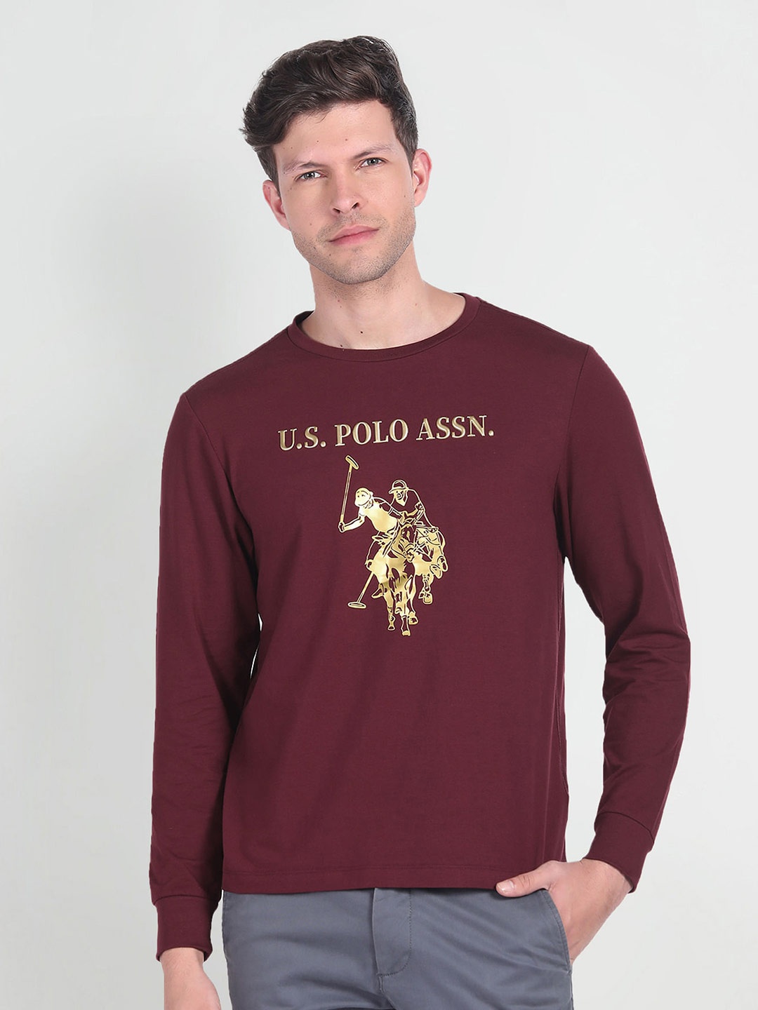 

U.S. Polo Assn. Denim Co. Typography Printed Pure Cotton T-shirt, Red