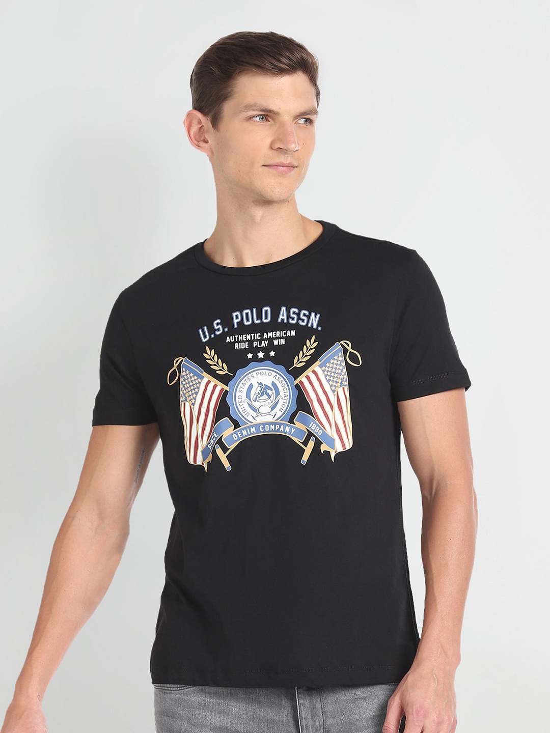 

U.S. Polo Assn. Denim Co. Printed Round Neck T-shirt, Black
