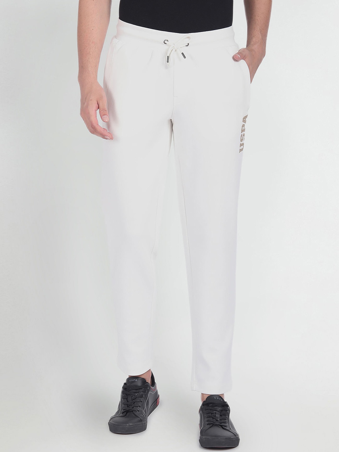 

U.S. Polo Assn. Denim Co. Men Mid-Rise Cotton Track Pants, White