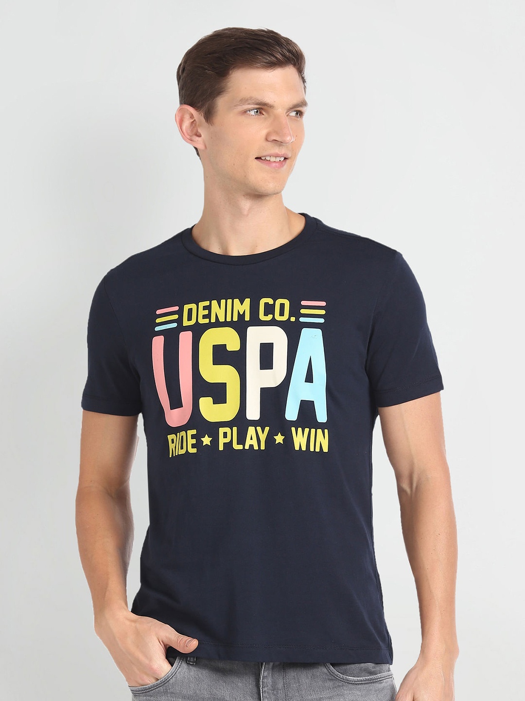 

U.S. Polo Assn. Denim Co. Typography Printed T-shirt, Navy blue