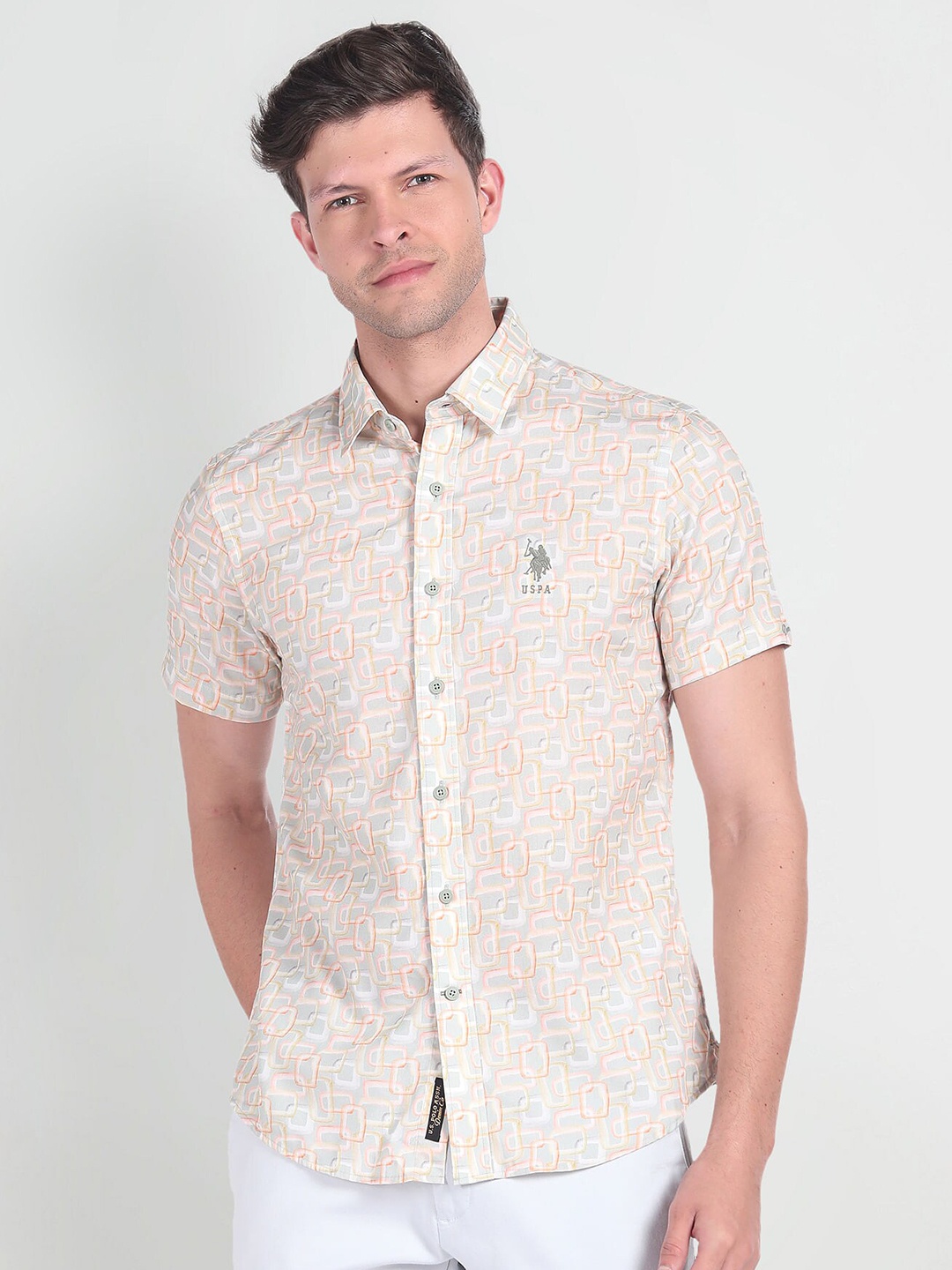 

U.S. Polo Assn. Denim Co. Slim Fit Abstract Printed Casual Shirt, Green
