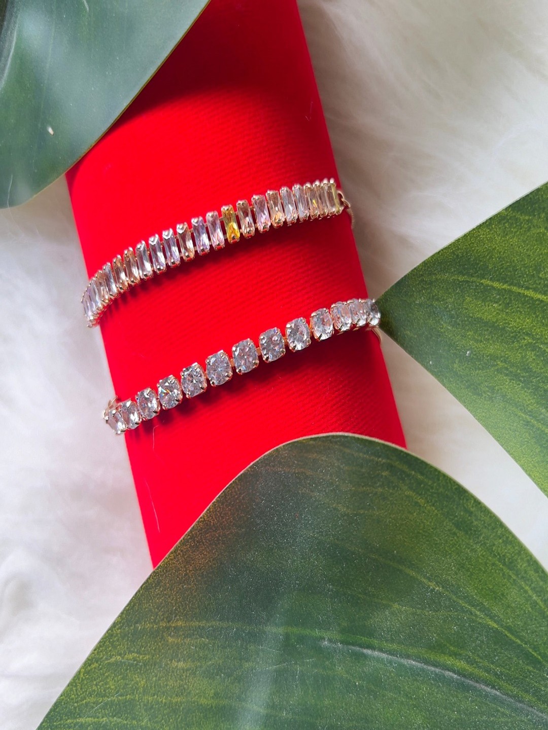 

I Jewels Set Of 2 Rose Gold-Plated Link Bracelet