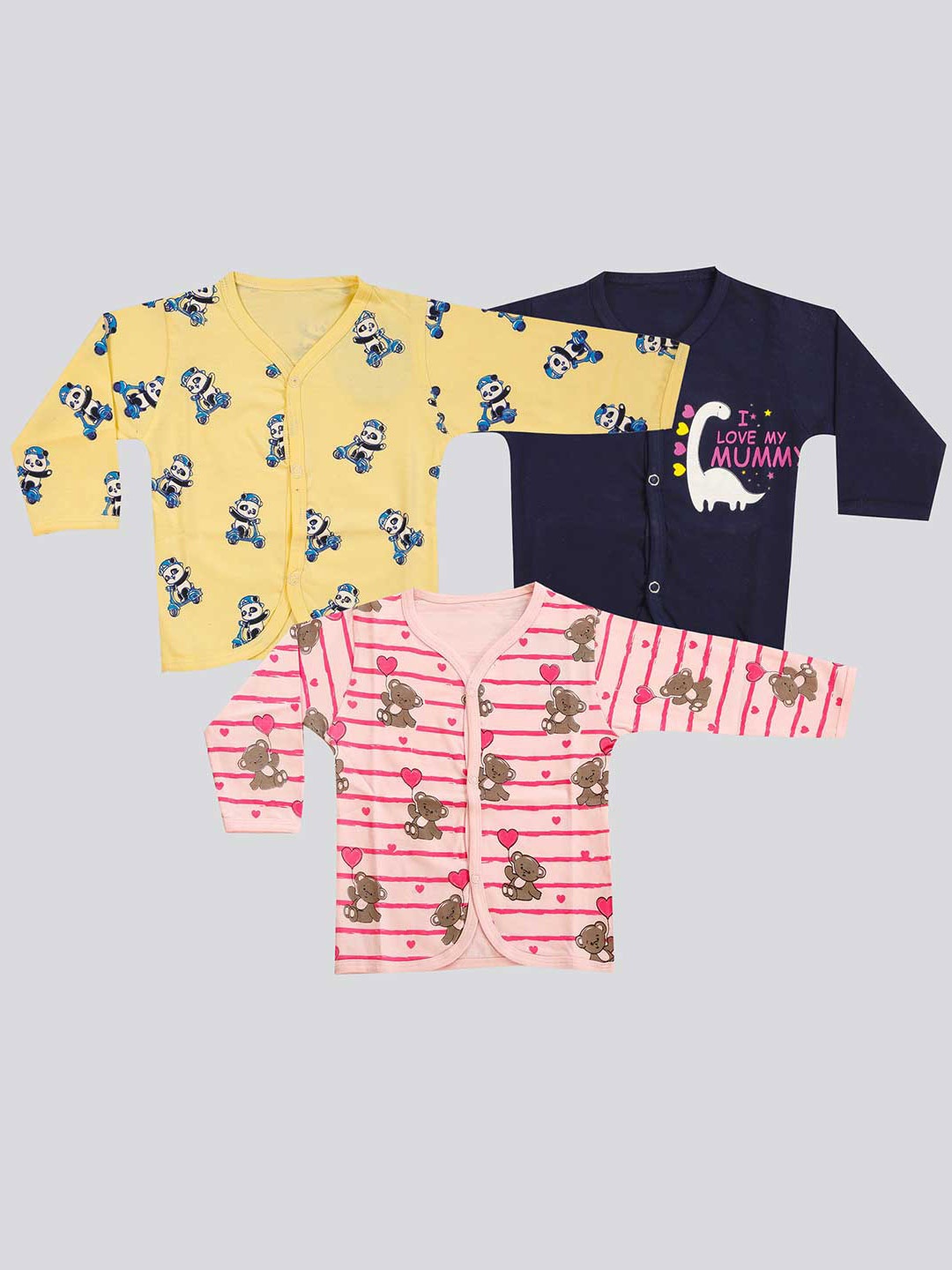

Mojua Infants Pack of 3 Printed Pure Cotton Bio Finish T-shirts, Yellow