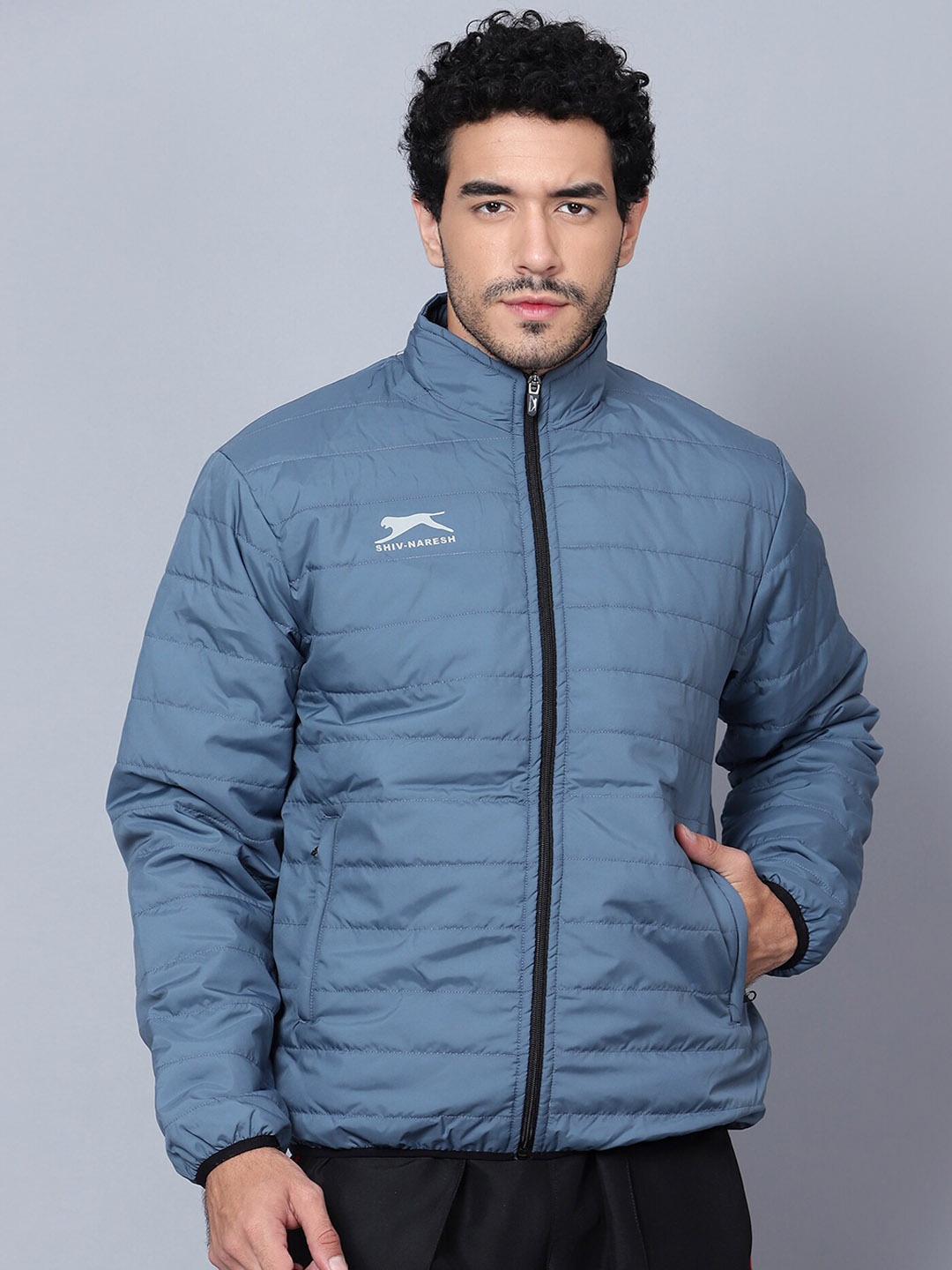 

Shiv Naresh Stand Collar Lightweight Puffer Jacket, Grey