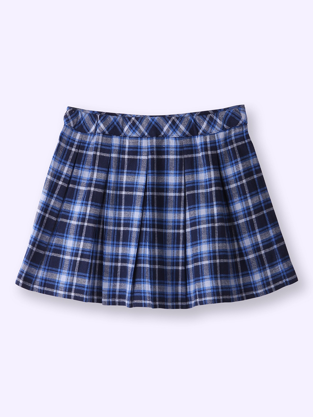 

Beebay Girls Checked Pure Cotton Flared Skirt, Blue