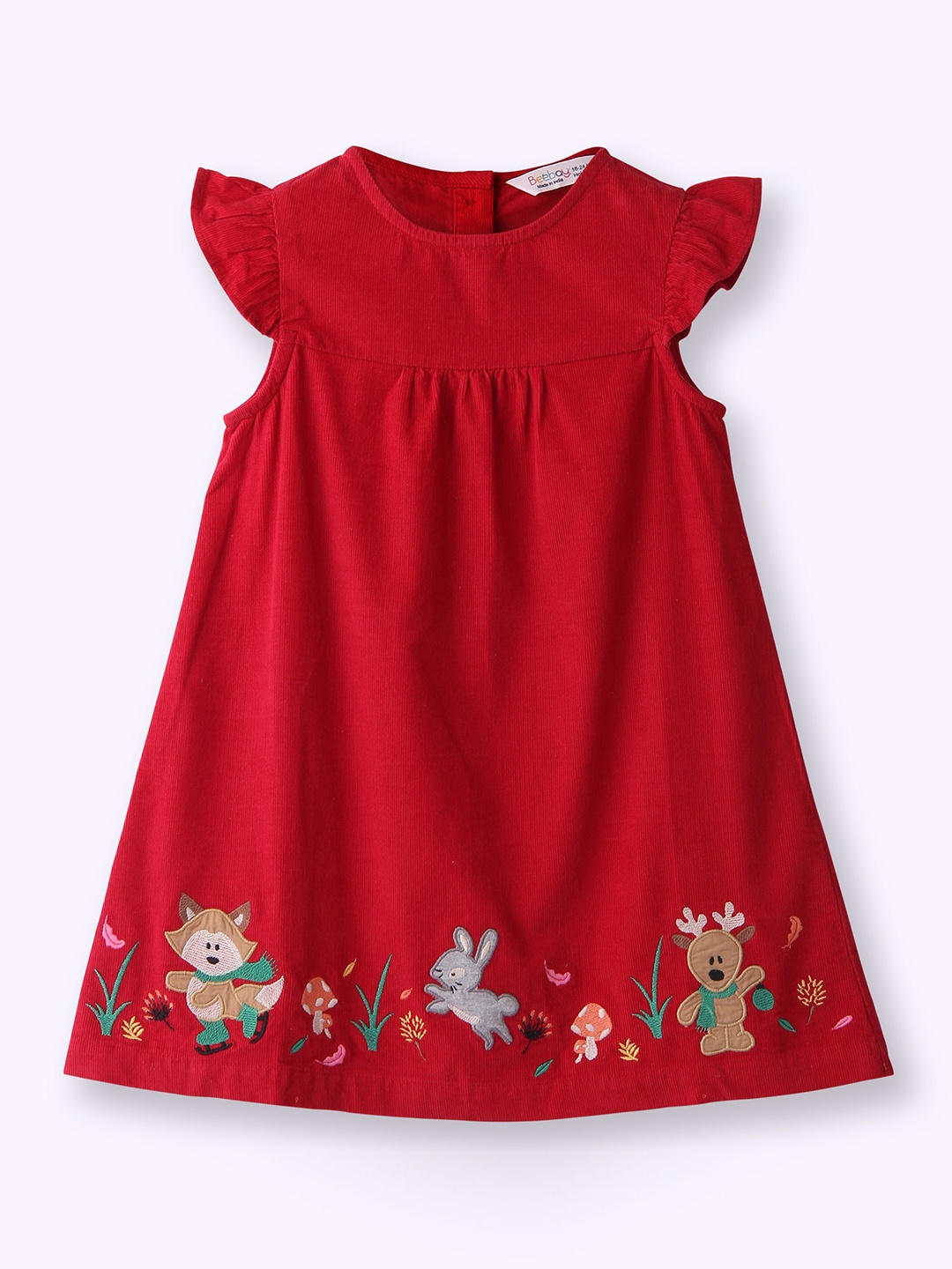 

Beebay Girls X-Mas Embroidered Corduroy Dress, Red