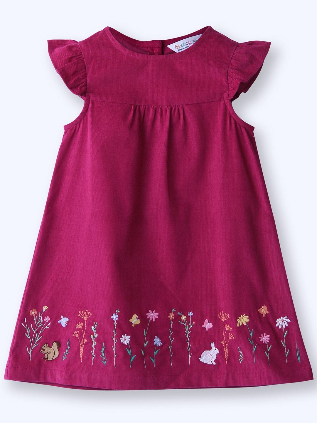 

Beebay Girls Floral Embroidered Corduroy Dress, Pink