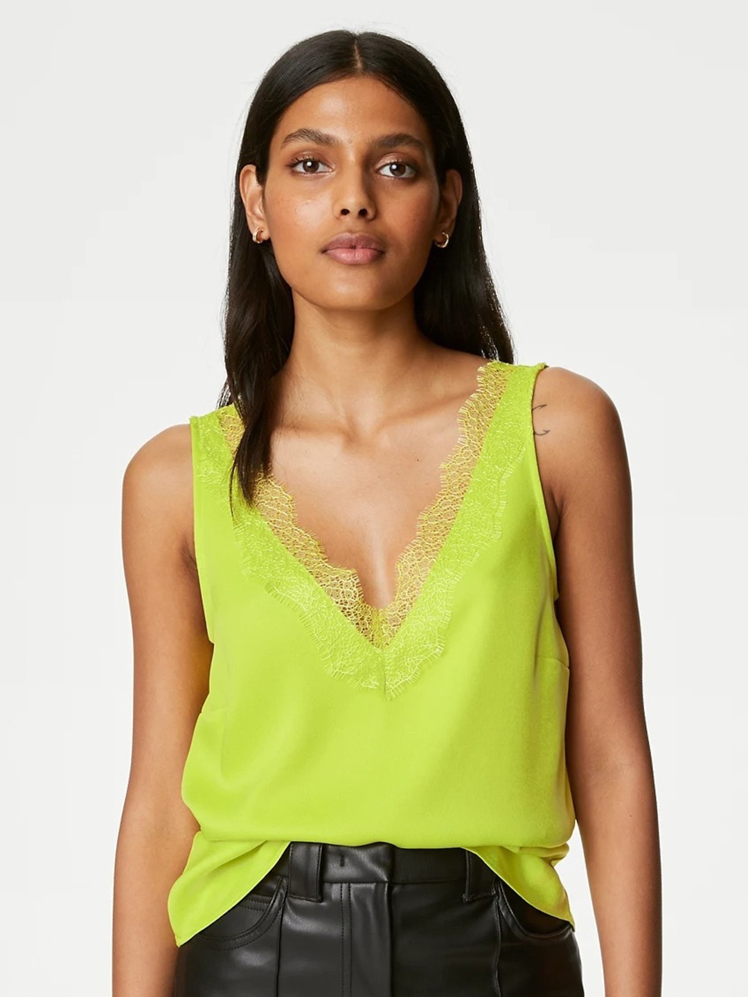 

Marks & Spencer V-Neck Styled Back Top, Lime green