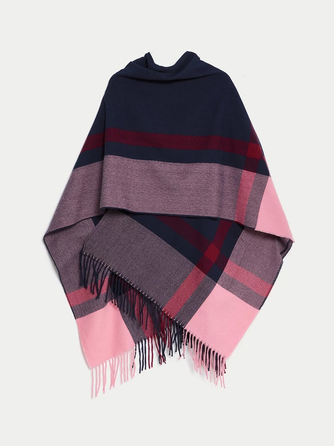 

Marks & Spencer Colourblocked Poncho Sweater, Navy blue