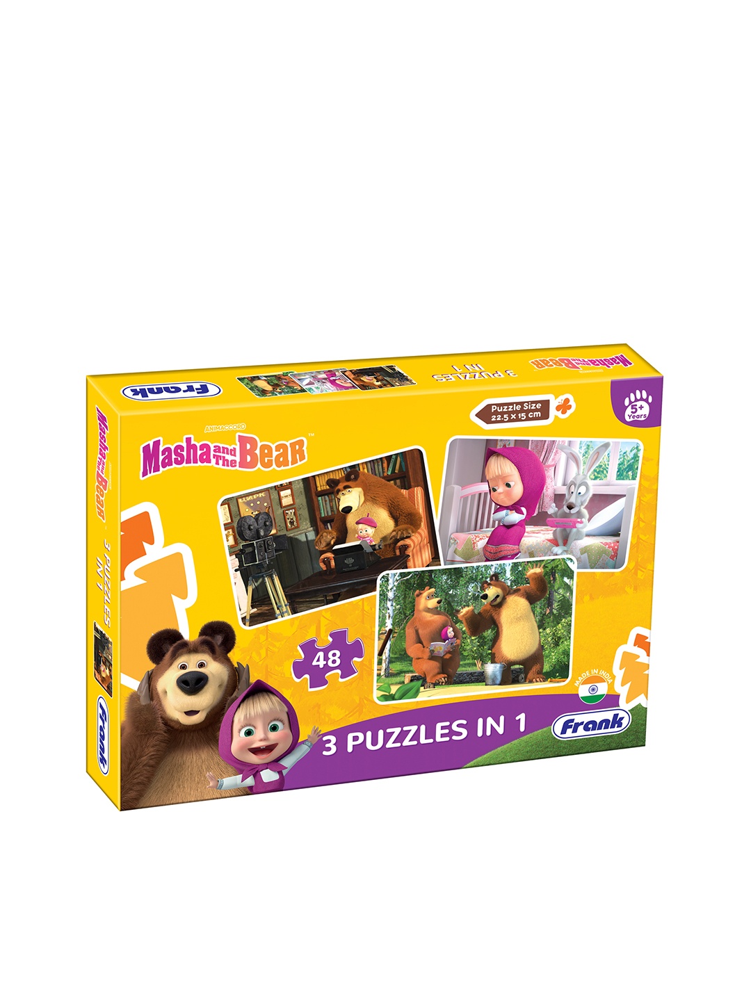 

Frank Multicoloured 48 Pieces Masha and the Bear 3 in 1 Puzzle, Multi
