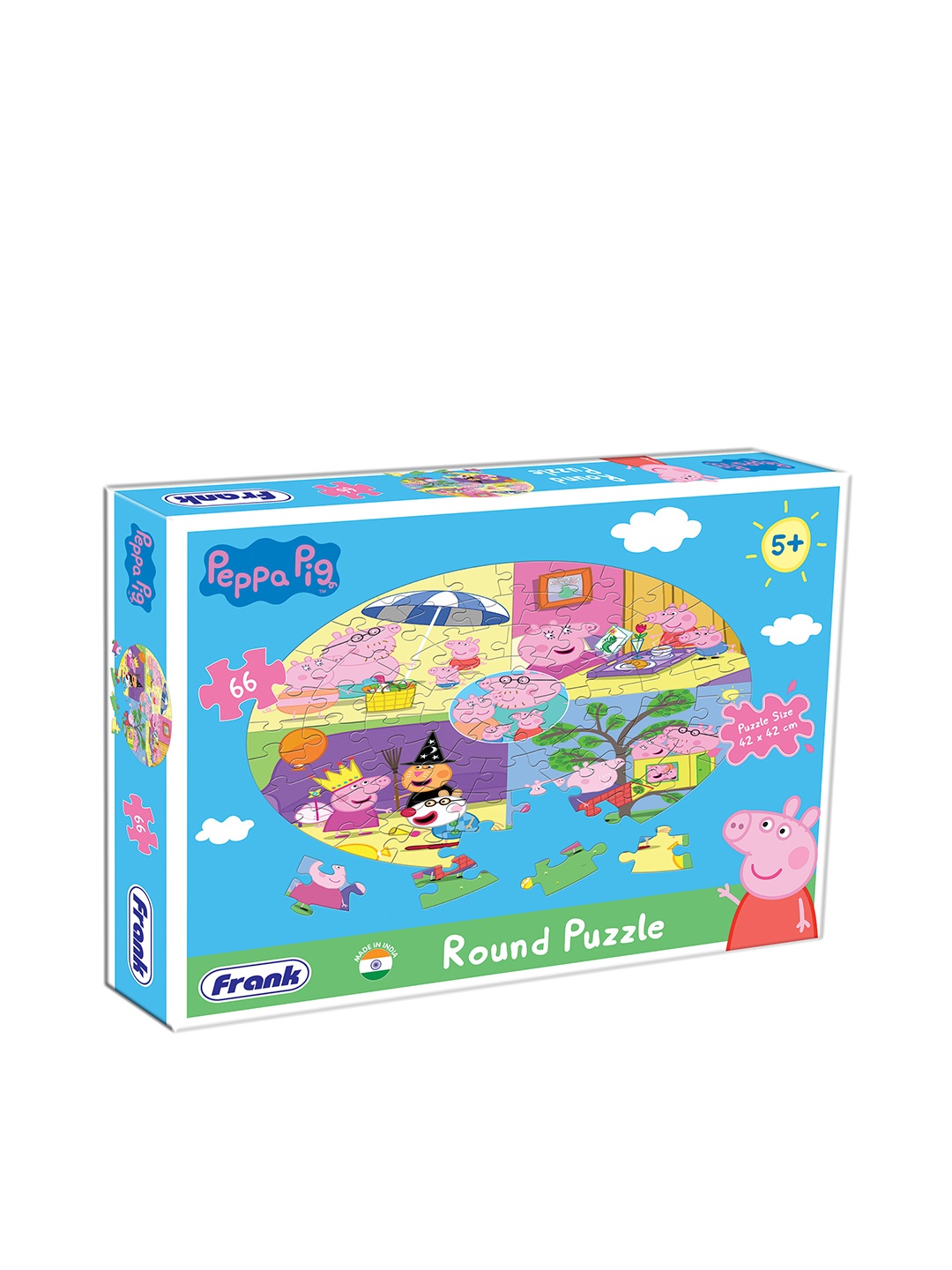 

Frank Multicoloured 66 Pieces Peppa Pig Round Puzzle, Multi