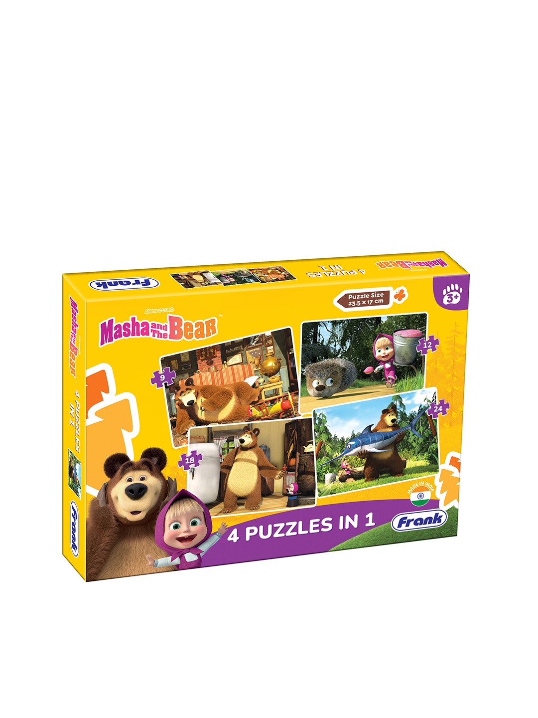 

Frank Multicoloured Masha and the Bear 4 in 1 Puzzle - 9, 12, 18 & 24 Pieces, Multi