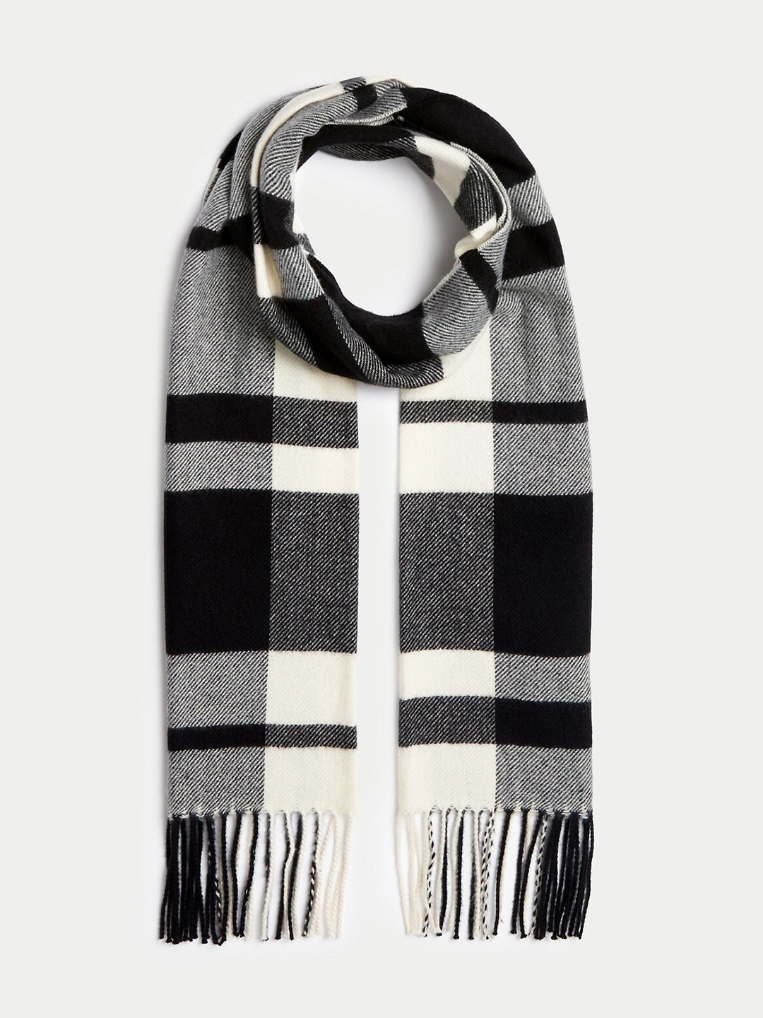 

Marks & Spencer Women Checked Scarf, Black