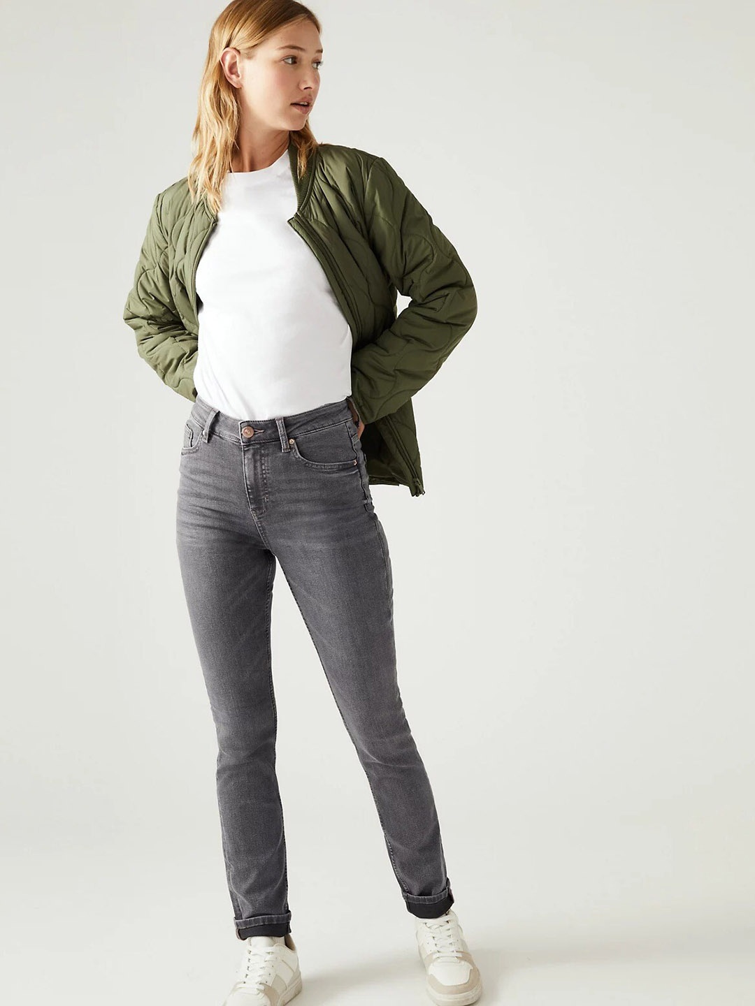 

Marks & Spencer Women Grey Slim Fit Stretchable High-Rise Jeans