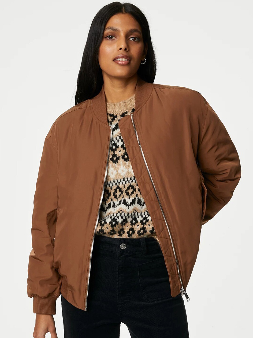 

Marks & Spencer Crop Tailored Jacket, Brown