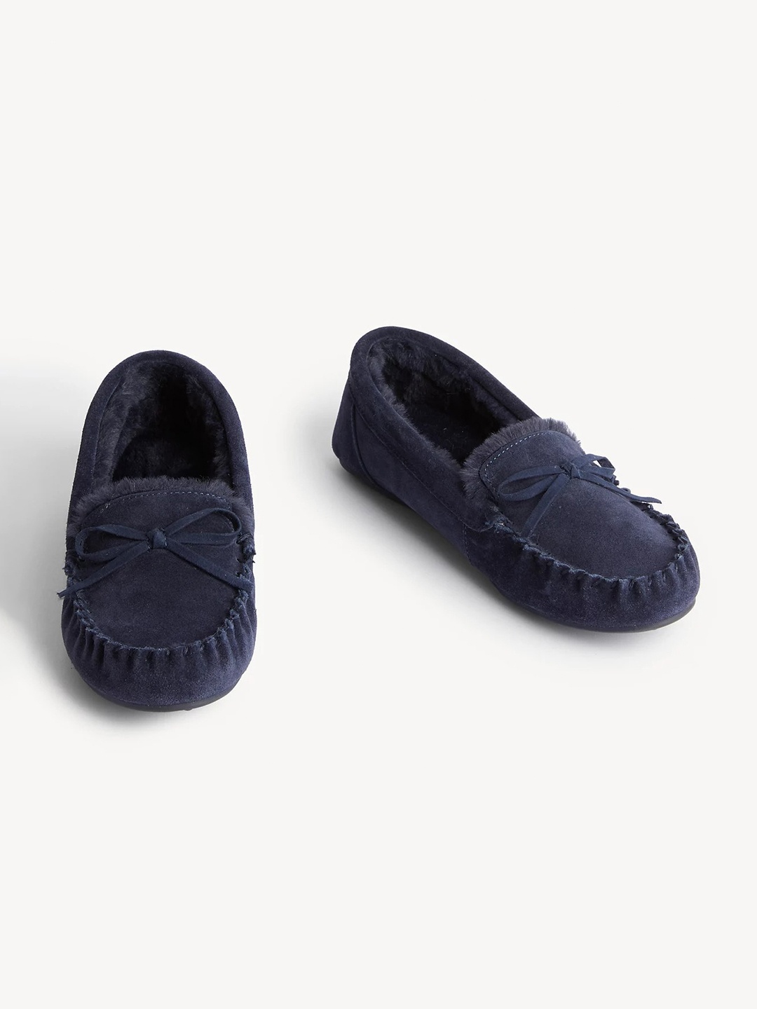 

Marks & Spencer Women Navy Blue Suede Loafers