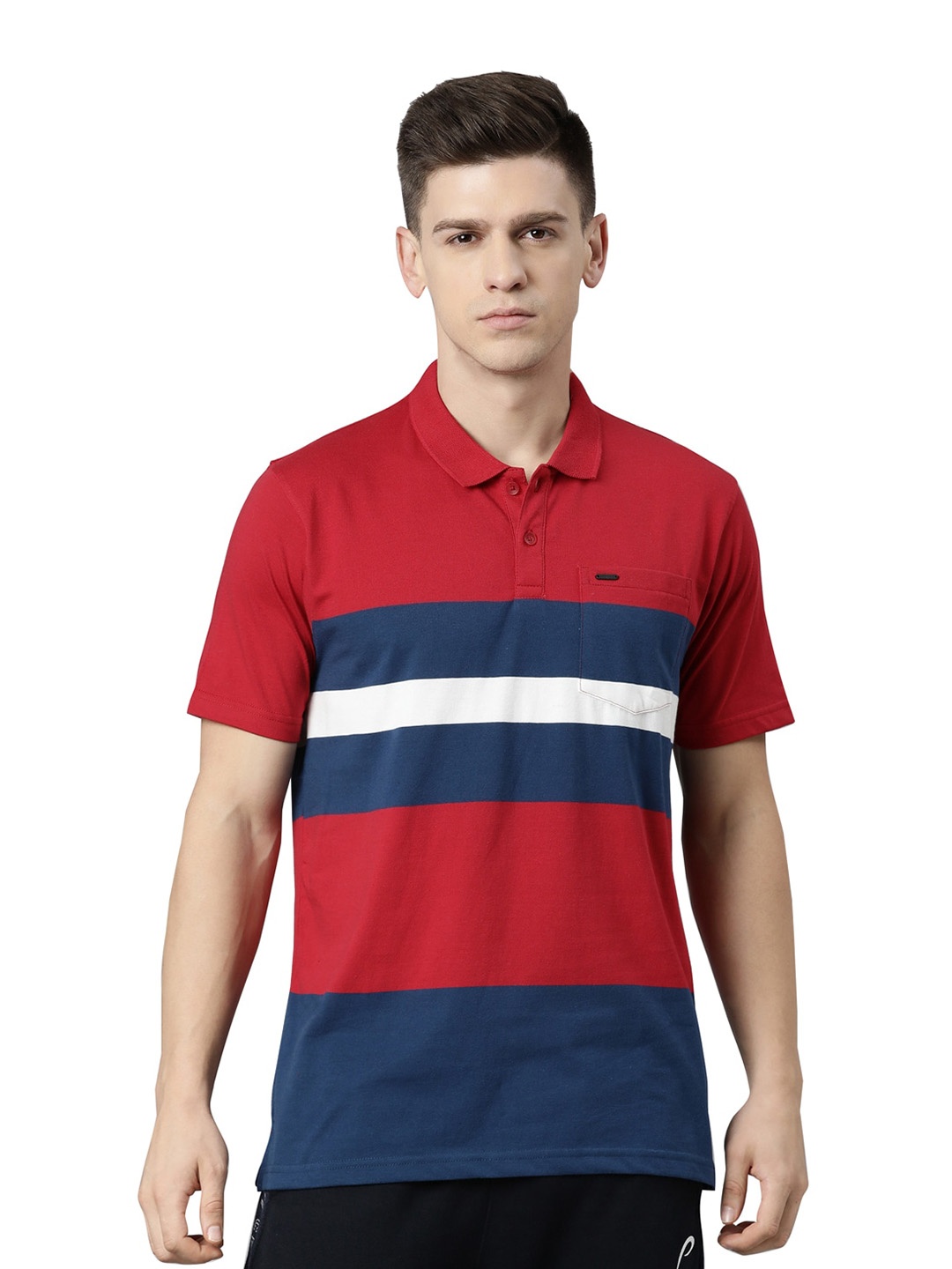 

Proline Striped Polo Collar Regular Fit Cotton Casual T-shirt, Red