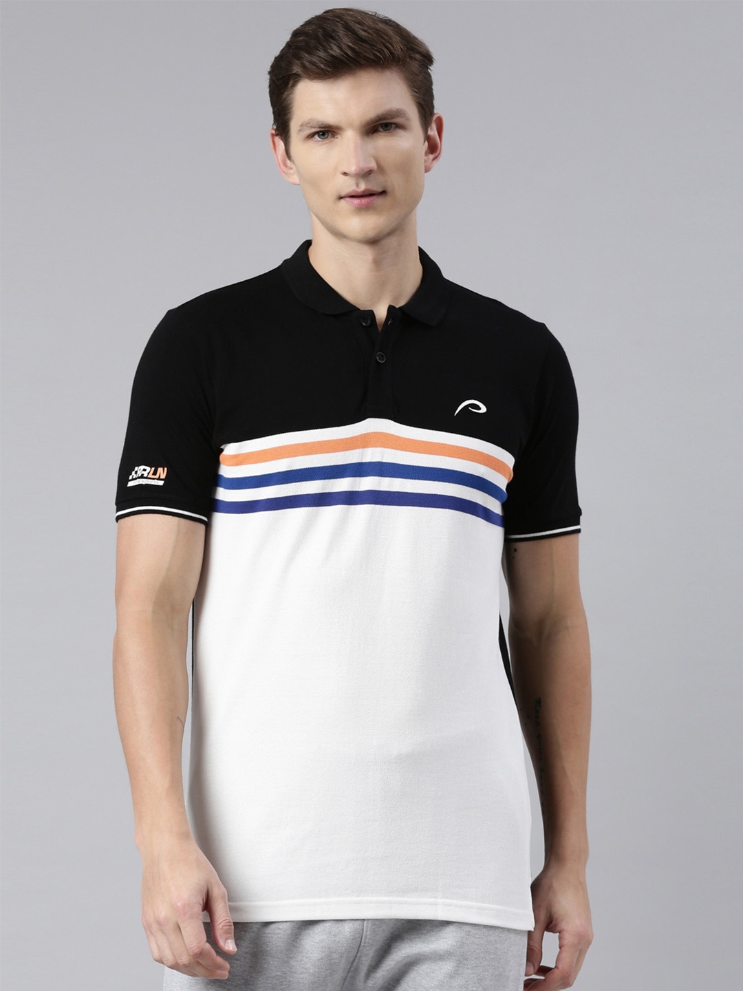 

Proline Colourblocked Polo Collar Regular Fit Cotton Casual T-shirt, Off white